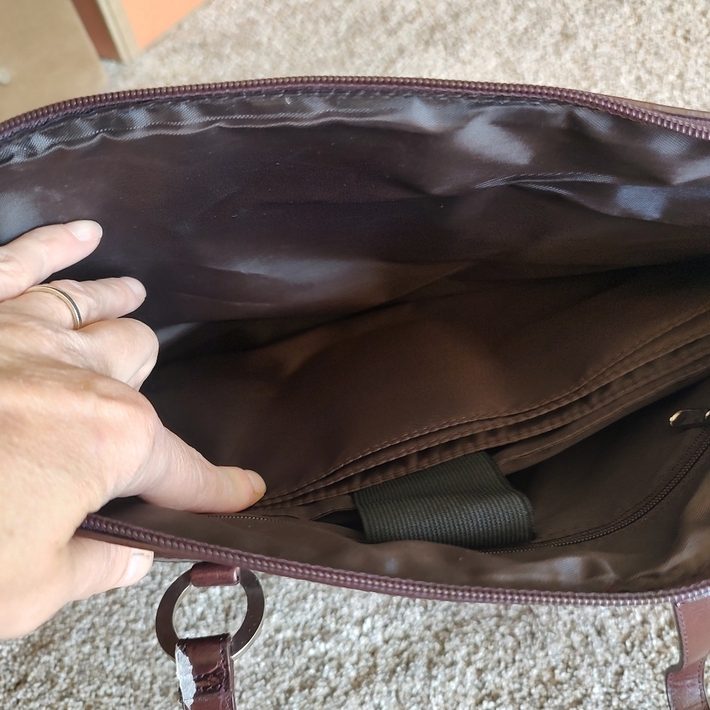 Coldwater Creek Brown Faux Leather Computer Laptop Briefcase Bag NWT! - Picture 11 of 16